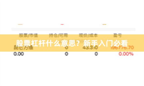 股票杠杆什么意思？新手入门必看